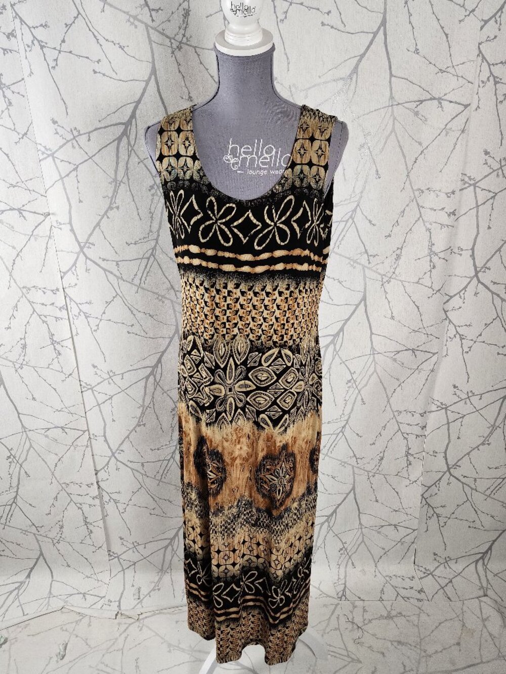 Coldwater Creek Tribal Floral Print Midi Shift Dress